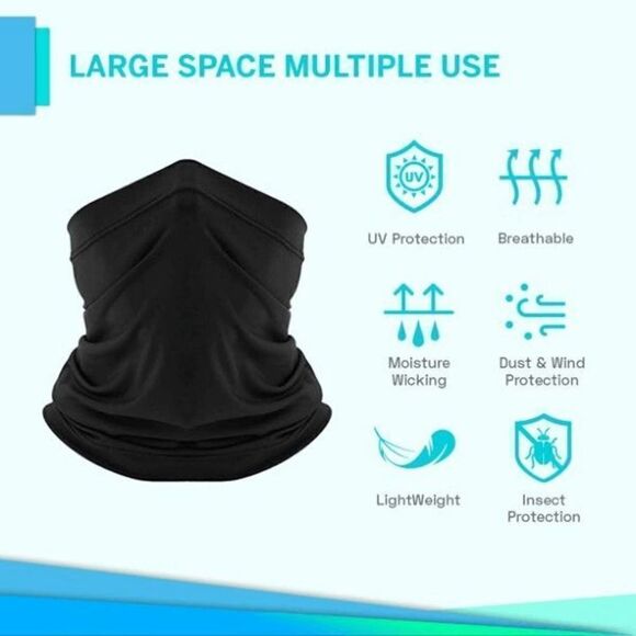 Cooling Sun Protectant Lightweight Breathable Unisex Neck Gaiter Mask Scarf - Picture 2 of 10